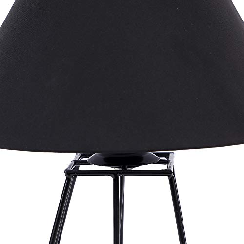 Image of tu casa Black Cotton Shade with Black Metal-Iron Base Table Lamp | Elegant Bedside & Desk Lamp for Bedroom, Living Room, Office, Home Decor & Gifting (Height : 15 Inch /No Blub Included)