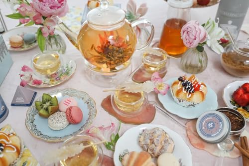 Image of Teabloom Stovetop & Microwave Safe Glass Teapot with Removable Loose Tea Glass Infuser - Includes 2 Blooming Teas - 2-in-1 Tea Kettle and Tea Maker - Tea Purist's Choice
