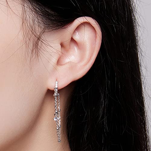 Boucles d'oreilles pendantes en argent sterling 925 à pompon pour femme chic - 2