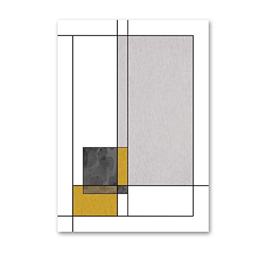 Affiche géométrique abstraite rouge jaune pour décoration murale - 3