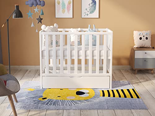 Love For Sleep Mini Lit Bébé Évolutif en Bois Blanc 100x50 cm avec Matelas Matelassé – Lit Compact Gain de Place pour Fille ou Garçon – Modèle Paris...