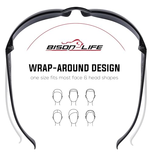Image of BISON LIFE Clear Safety Glasses - ANSI Z87.1 Certified Scratch & Impact Resistant Eye Protection Goggles for Men & Women
