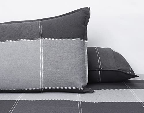 Image of AIRWILL, 200GSM Handloom Cotton Double Bedsheet with 2 Pillow Covers (4-Way Black)