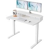 HUANUO Escritorio Elevable 100 x 60 cm con 2 Cajones de Tela 4 Memorias