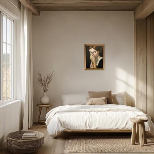 Aroutde Funny Bathroom Wall Art Vintage Gold Framed Humorous Toilet Woman Covering Nose Printing Mid Century Amusing Lady Bad Smell Poster Farmhouse Wall Decor for Restroom (16L''x12W'') by Aroutde - Image 5