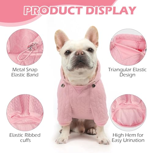 EXPAWLORER Textured Cable Knit Basic Dog Hoodie, Elevated Style Dog Sweater with Leash Hole and Pocket, Soft and Warm Pet Winter Coat, Cold Weather Clothes for Small Medium Large Dogs Cats,Pink XL - Image 5
