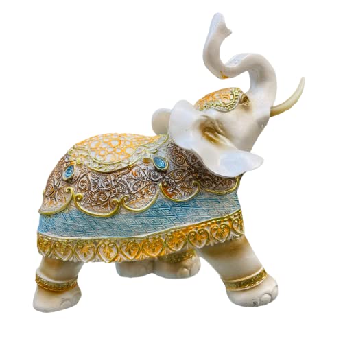 Image of AUGEN Polyresin Elephant Idol Statue Showpiece for Home Decor Decoration and Gifting (1 Piece,7145C2)-B