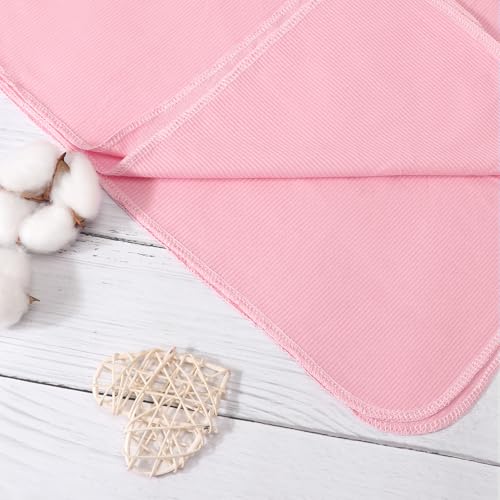 Image of DRESHOW BQUBO Baby Girl Newborn Receiving Blankets with Bow Hat Headband Wooden Birth Announcement Card Set Newborn Baby Swaddle Wrap Set Warm Shower Gift