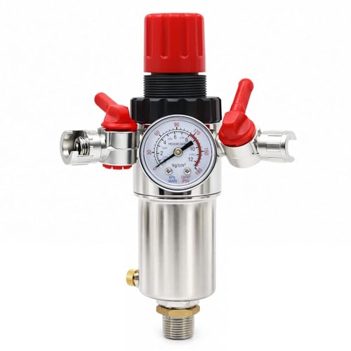 Image of ORAZIO Air Filter Regulator 1/2", Industrial Quality Air Compressor Moisture Water Separator Trap Humid Removal with Pressure Reducing Valve and Guage, Pneumatic Tool Accessory 214108