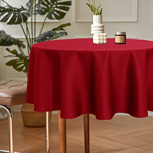 Sancua 2 Pack Round Tablecloth 60 Inch Red, Stain And Wrinkle Resistant Table Cloth - Washable Polyester Table Cover For Dining Table, Buffet Parties And Camping #TOP1