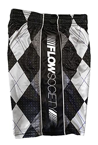 Flow Society Black & Silver Argyle Attack Boys Shorts - Kids Athletic - Basketball - Baseball - Hockey - Football - Lacrosse2