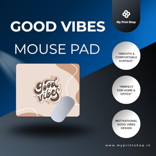 Image of Good Vibes Mouse Pad 9 inch x 7.5 inch - Non-Slip Desk Mat with Positive Quote Design - Smooth Surface for PC & Laptop - Office, Home & Gaming Accessory