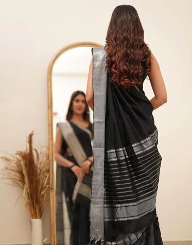 Image of SIRIL Women's Banarasi Kanjivaram Soft Silk Jacquard Saree with Unstitched Blouse Piece