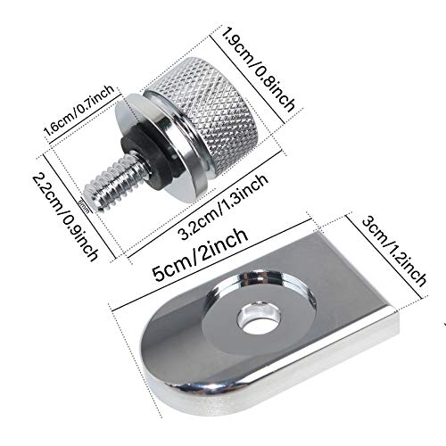 Buyinhouse Motorcycle Seat Bolt Tab Screw Mount Knob Cover For Harley Fatboy Road King Softail 1996-2021, Chrome #TOP6