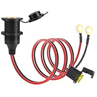 Dongge Hochleistungs Zigarettenanzünderbuchse Wasserdicht Marine Grade 12V / 24V Gleichstrom-Feuerzeugsteckdose Steckdose für Boot Motorrad Auto mit 1m 2,5 mm² Anschlusskabel 20A
