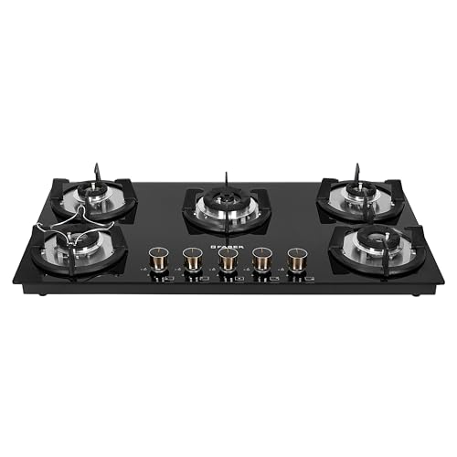 Image of Faber Hob 90 cm 5 Burner|Auto-Ignition|Spillage Proof|Brass Burners|Metal Knobs|Pan Support|2yrs on Burner,5 Yrs Warranty on Valve & Glass|2Yrs Comprehensive warranty|HOB SUPERIA HT905 BR AI IN