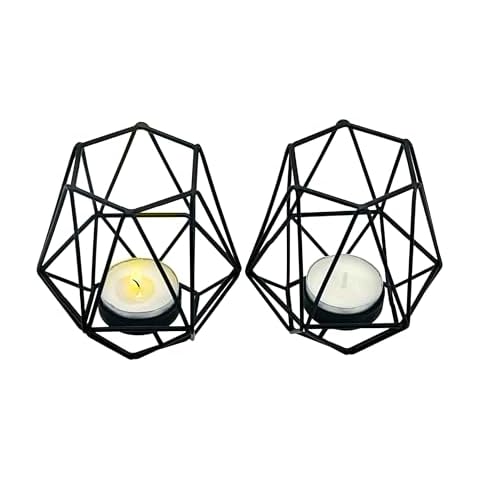 Lily's Home Set of 2 Hexagon Candle Holders Cover
