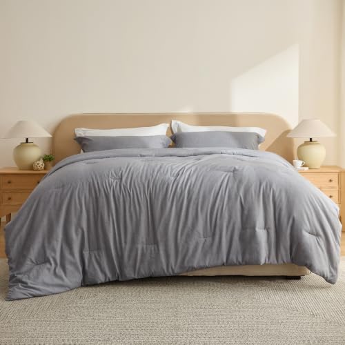 Image of Bedsure Oversized King Comforter Set - Dark Grey Soft Bedding for All Seasons, Cationic Dyed Bed Set, 3 Pieces, 1 Oversized King Size Comforter (120 inchx98 inch) and 2 Pillow Shams (20 inchx36 inch+2 inch)