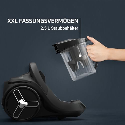 Rowenta Green Force Cyclonic Max Bodenstaubsauger ohne Beutel, 900 Watt Motor, 73 Dezibel, 2,5 Liter Fassungsvermögen, 9 m Reinigungsradius, Öko-Design, Schwarz-Grün, RO7B12