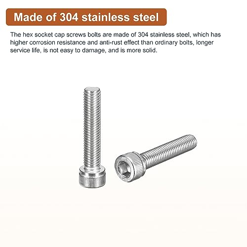 DTGN M10x50mm Socket Head Cap Screws Bolts, 5Pcs 304 Stainless Steel 18-8, Metric Machine Hex Socket Screw, Hex Drive - Image 3