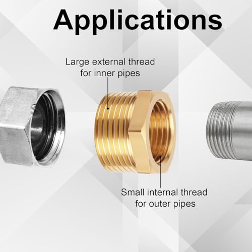 Image of 9pcs Brass Reducer Hex Bushing, 1 /4 inch NPT Male to 1 /8 inch NPT Female Threaded Pipe Fitting Reducer Adapter for Plumbing Hydraulic Gas Applications