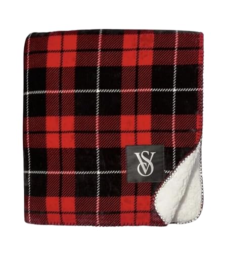 Victoria's Secret Tote/Cozy Plush Blanket Color Plaid Red New2