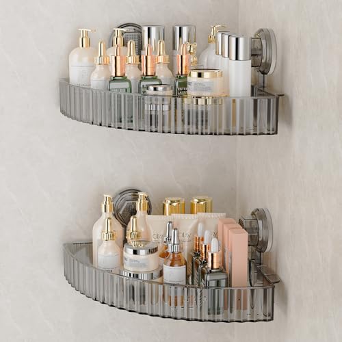 Ankoox Organizador de ducha con ventosa para almacenamiento de baño, decoración del hogar y cocina, sin taladrar, gran capacidad, extraíble y reutilizable, estantes de ducha para ducha interior