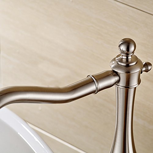 Wovier Brushed Nickel Waterfall Bathroom Sink Faucet,Single Handle Single Hole Vessel Lavatory Faucet,Basin Mixer Tap Tall Body #TOP4