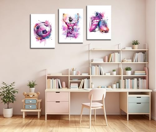 Image of Frimeeme Large Girl Soccer Canvas Wall Art, 16 x 24 Inch