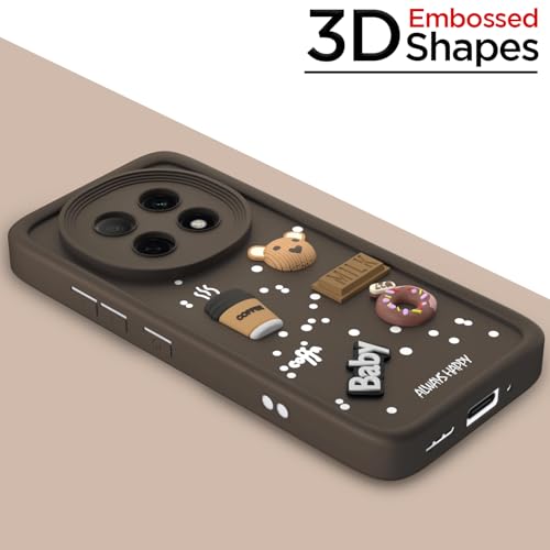 Image of Pikkme Back Cover for Oppo F29 Pro 5G | Cute Fun Cartoon 3D Bear Silicone Full Body Protection Bumper Case (Brown) | Cute