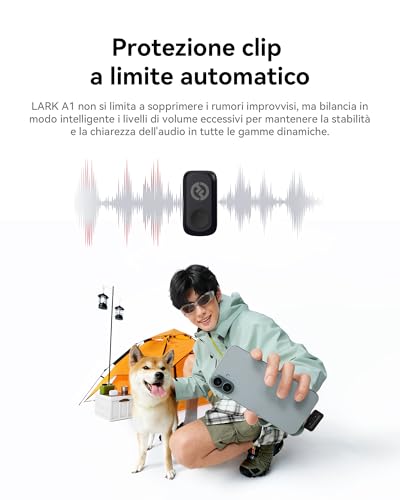 Hollyland LARK A1 Duo - Mini microfono wireless per iPhone 15/16 e Android (2 TX + RX USB-C + custodia di ricarica), microfono magnetico per YouTube, TikTok, podcast, interviste (Nero) - Immagine 2