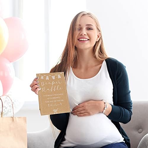 50 Pieces Diaper Raffle Tickets and 1 Sign Baby Shower Games Baby Shower Invitations with Diaper Raffle Cards Kraft Paper Baby Gender Neutral Tickets for Baby Shower Party Favor Decorations Supplies — 사진 5