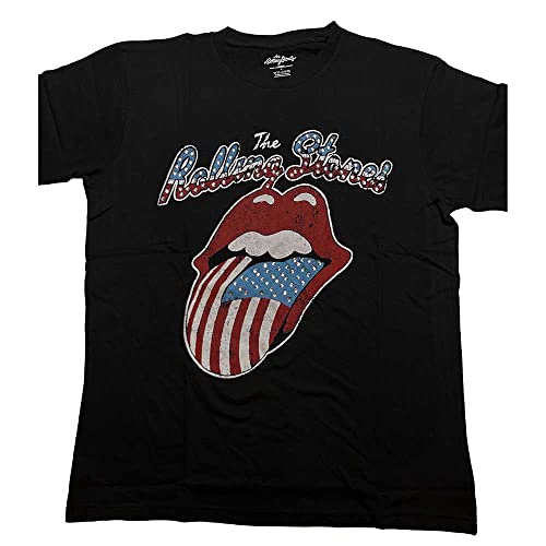 The Rolling Stones Diamante USA Tongue Officiel T-Shirt Hommes Unisexe - Les Beatles, Paul McCartney, John Lennon, RIngo Starr, George Harrison The Rolling Stones Diamante USA Tongue Officiel T-Shirt Hommes Unisexe