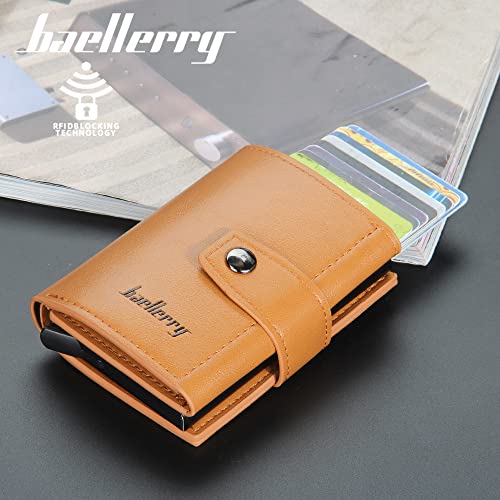 DierAn men's card bag European and American automatic bomb card type buckle card clip new metal aluminum shell RFID card cover (Color : Black)4