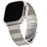 LDFAS Compatible for Apple Watch Ultra 2 Band 49mm Titanium Metal Solid Link Bracelet Bands Replacement for iWatch Strap Compatible for Apple Watch Series 9/8/7 45mm 44mm Band, Silver Gray