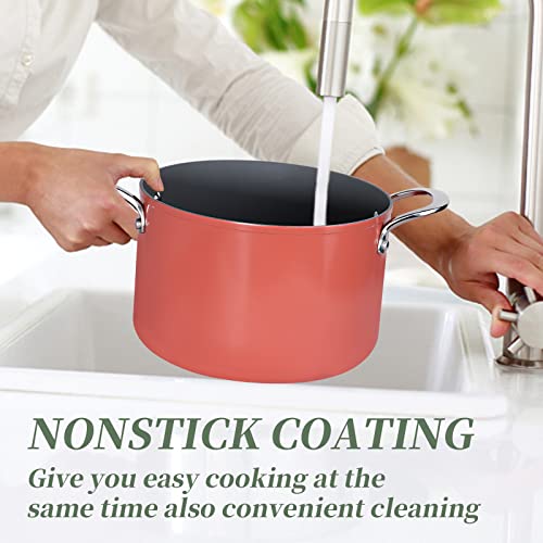 Flamingpan 5.5 Quart Nonstick Stock Pot, Ceramic Coatingstockpot, Casserole Oven Safe & Easy To Clean,Stock Pot Suitable For Any Cooktop & Dishwasher,Durable For Using, Pot For Kitchen & Dinning #TOP3