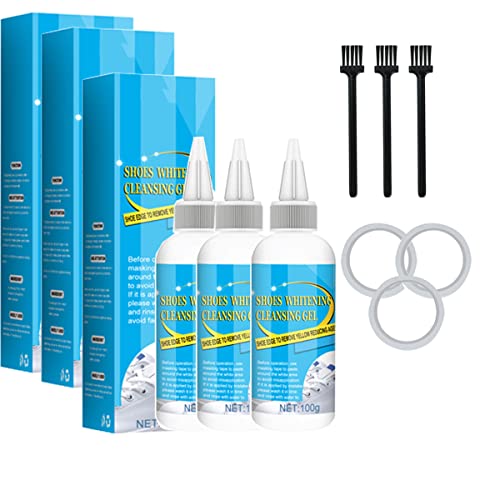 KDGENG Shoes Whitening Cleansing Gel Shoe Stain Remover, Shoes Whitening Cleansing Gel A Making Tape Free, Yellow Stain Remover, Shoe Cleaner for White Sneakers, Shell-Toe Shoes, Canvas Shoes (3set)