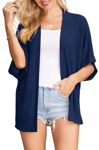 Image of STYLEWORD Women's Summer Fashion Cardigan Lightweight Short Sleeve Beach Cover Up Kimonos