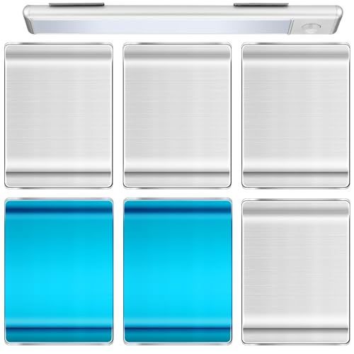 Konohan 6 Pcs Under Cabinet Lights Magnetic Sticky Replacement Magnetic Strips Blue Tape Strips with Adhesive Backing Cabinet Lights Sticky(1.77 x 1.38 Inches)