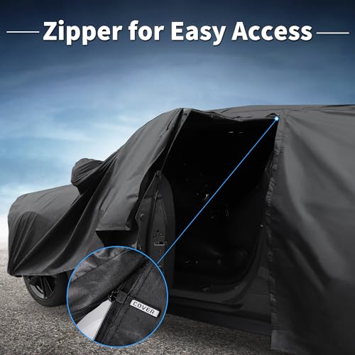 Image of X AUTOHAUX Car Cover for Jeep Grand Cherokee 2002-2025 Aluminum Film Outdoor Waterproof Sun Rain Snow Hail Protection with Driver Door Zipper