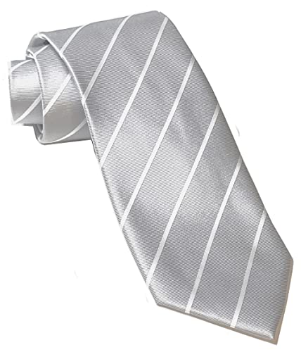 Pencil Stripe Ties for Men - Woven Necktie - Mens Ties Neck Tie by Scott Allan, Gray W/ White
