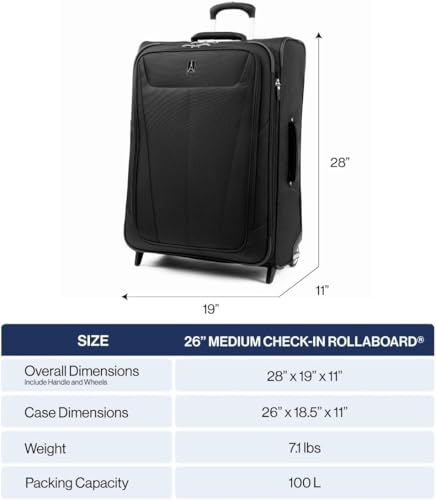 Travelpro Maxlite 5 Softside Expandable Upright 2 Wheel Checked Medium Luggage, Lightweight, 26-Inch &mdash; Slate Green
