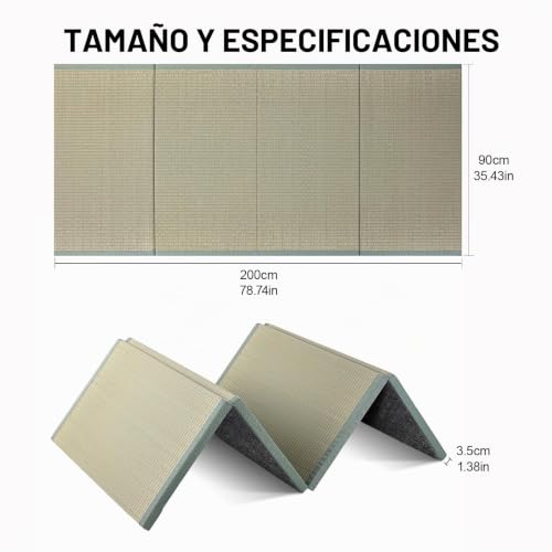 Miniatura 2 de Batel Huh Tapete De Tatami Tradicional Japonés, Firme Y Cómodo, Colchón De Tatami Japonés Tradicional Igusa, Colchón De Futón Con Hierba Verde 100 Natural, Para Meditación, Yoga, Zen 90 200 3.5cm