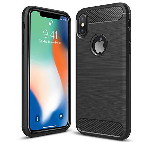 iPhone 10 X XS Case - iPhone X A1901 A1865 A2097 Black Ultra Slim Carbon Fibre Shockproof Bumper Case Cover For iPhone X 10