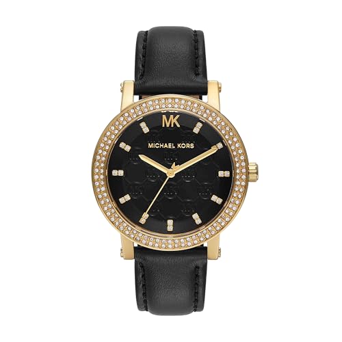 Michael Kors Corey Three-Hand Black Leather Watch
