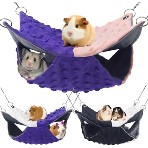 YedsIntu 3 Pcs Guinea Pig Hammock, Rat Hammock Hamster Ferret Hanging Hammock Guinea Pig Accessories for Small Animals Chinchilla Parrot Sugar Glider (11"×11") Cover