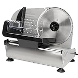 OlymStore Commercial Meat Slicer,150W Electric Food Slicer with 7.5' Stainless Steel Blades,Semi-Automatic Belt Driven Model,Adjustable Thickness...
