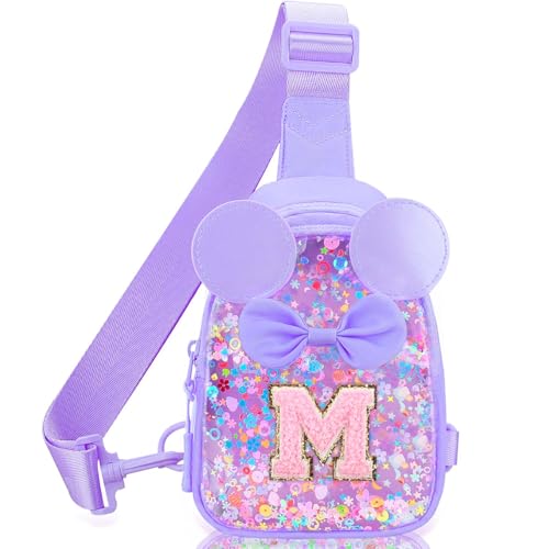 Initial Sling Bag for Girls - 3-7 Year Old Girl Birthday Gifts, Clear Letter Small Crossbody Bag Purses Toddler Kid Gifts Stuff Purple M by Kejea - Used condition - US$10.10