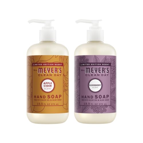 Image of Mrs. MEYER'S Liquid Hand Soap, 1 Apple Cider Scent & 1 Elderberry Scent, 12.5 FL OZ Each (Variety Pack)