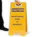 SmartSign 25 x 12 inch “Caution - Maintenance Work In Progress” Two-Sided Folding Floor Sign, Digitally Printed Polypropylene Plastic, Black and Yellow
